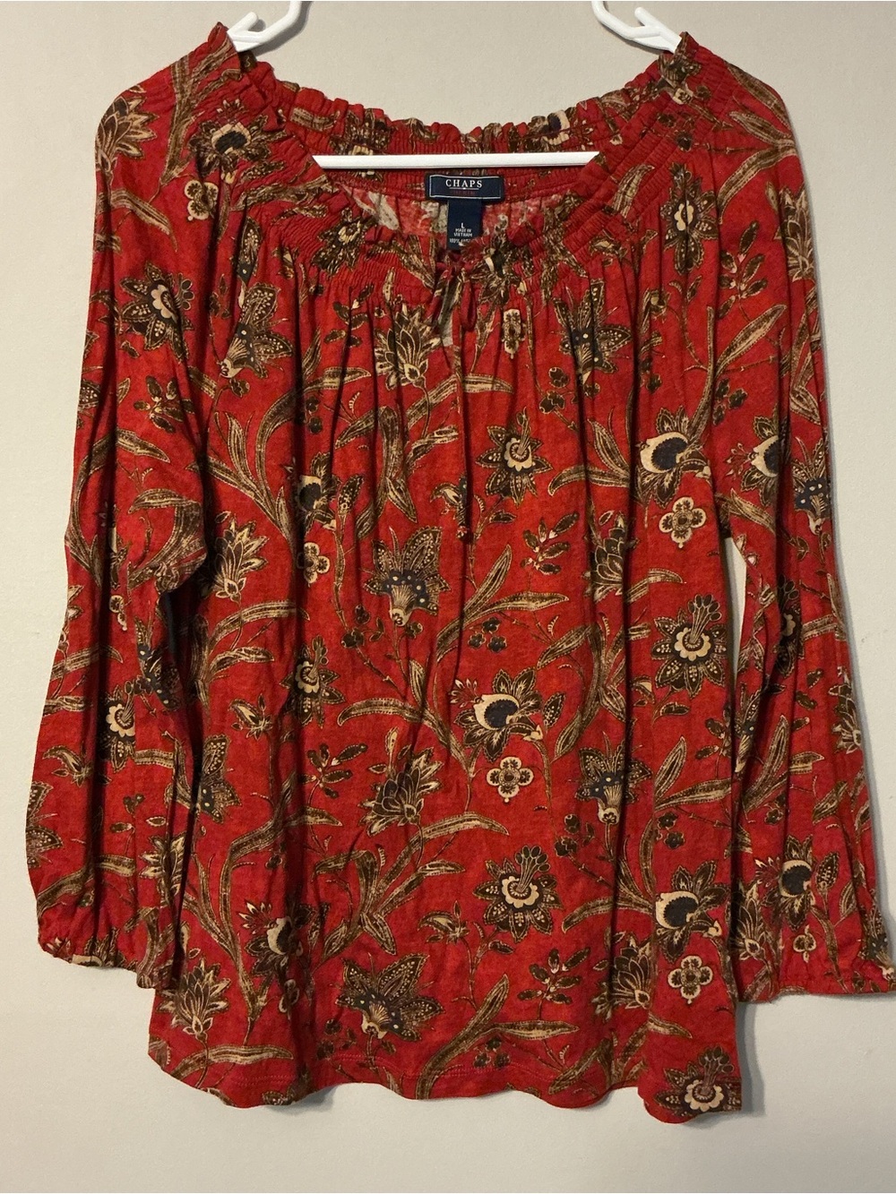 Chaps Red Floral Top